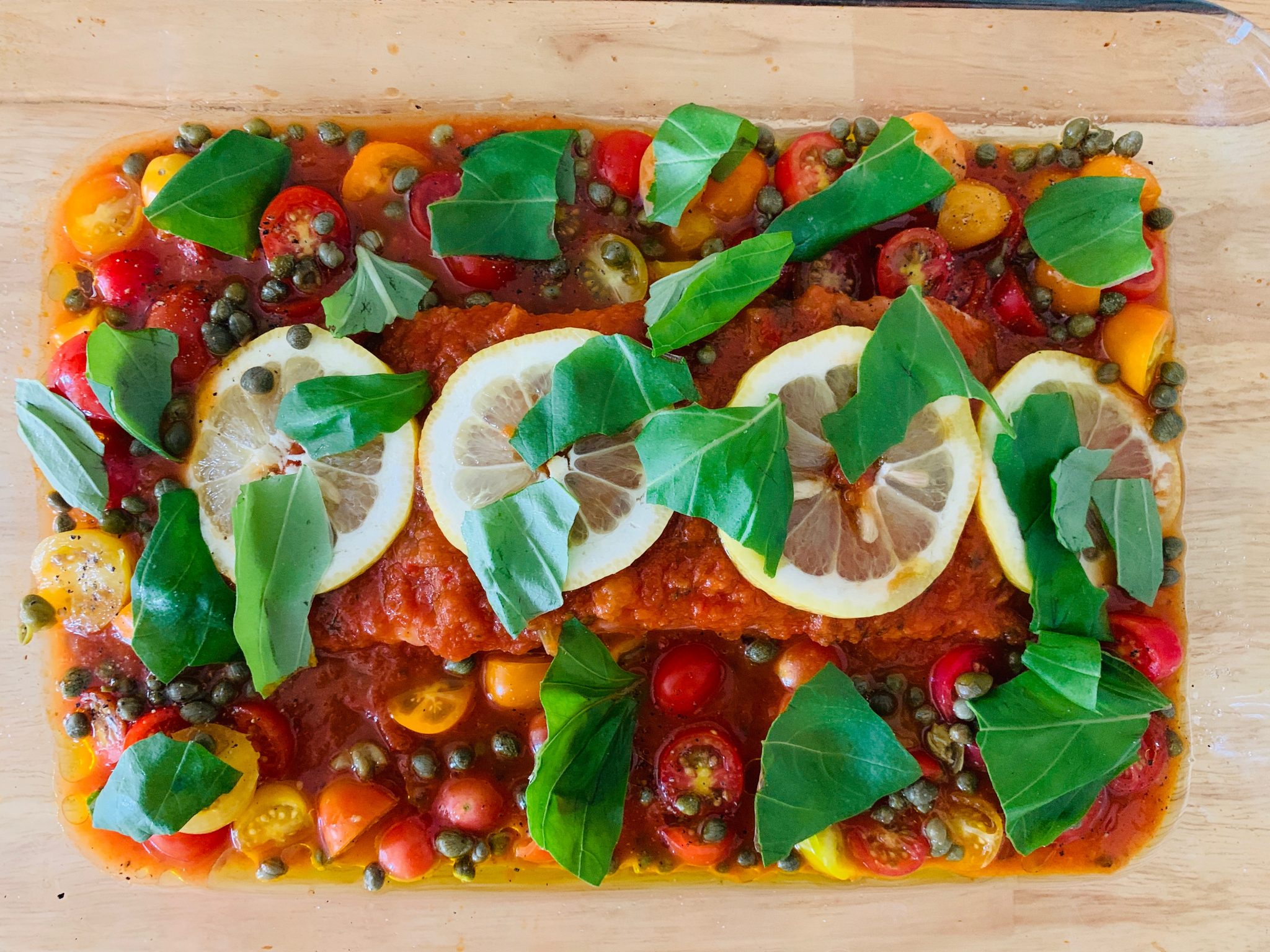 Roasted Salmon with Blistered Tomatoes and Lemon (Keto) Not Just